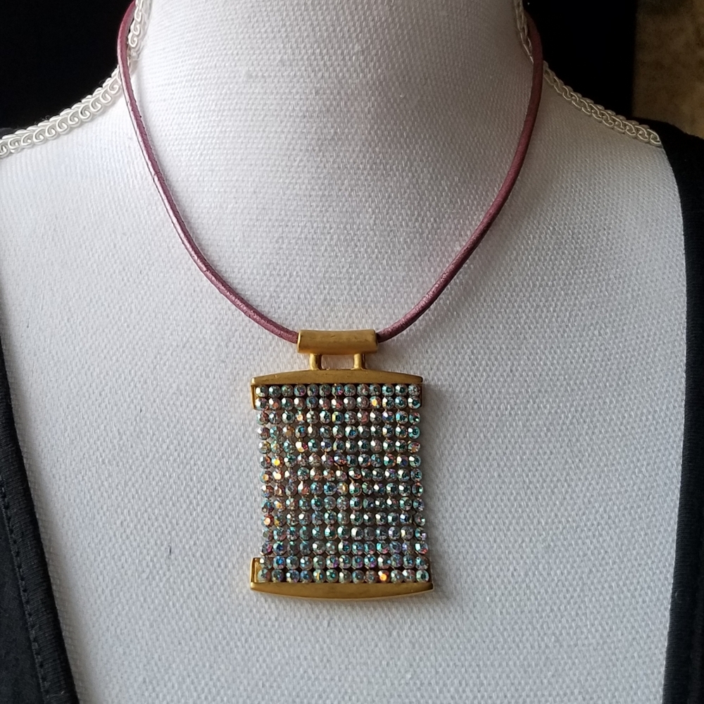 AUTHENTIC RARE Vintage Swarovski Mesh Aurora Borealis SET Necklace & Bracelet - Picture 4 of 17